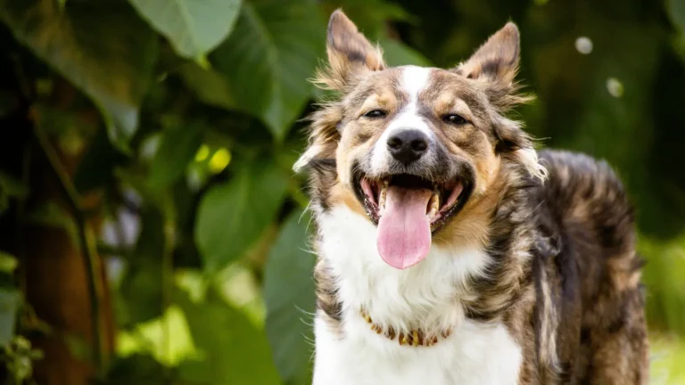 Psu śmierdzi z pyska – radosny pies z otwartym pyskiem na spacerze